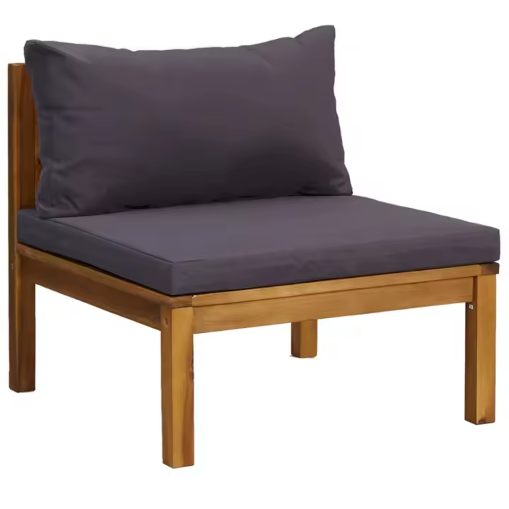 vidaXL Sofá intermedio seccional cojín madera de acacia Gris oscuro, Blanco crema, Conjunto Terraza Muebles Jardín Exterior Juego de Muebles de jardín Mueble Jardín Exterior Muebles de Salon Exterior - 1