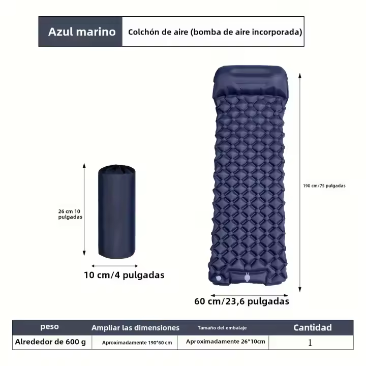 Alfombra De Dormir Para Exteriores Inflable Con Cojines Matrícula De Viaje Plegable Ultraligera Almohadilla De Aire Para Senderismo Y Trekking - 1