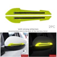 2pcs/set Pegatinas Reflectantes Para Espejo Retrovisor De Coche Advertencia De Seguridad Decoración De Bandas Reflectantes Para Espejo Retrovisor - details 1