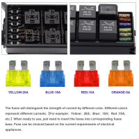 Bloque De Fusibles 12V Con 6 Slots Y Caja De Relé Universal Para Automóvil RV Kit De Cableado Con Relé De 4 Pines 12V 40A - details 5