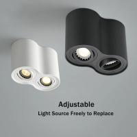 Lámpara De Techo Redonda LED Surface Mounted GU10 Doble Cabeza Para Decoración Del Hogar Spot Light Rotable a 30 Grados Material Aluminio - details 0