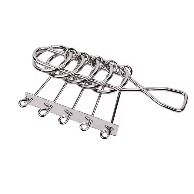 Juego De Resolución De Problemas IQ Metal Wire Puzzle Con Cinco Anillos Juguete Educativo Para Niños Y Adultos Desbloqueo Luban - 1