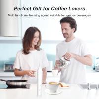 Potente Espumador eléctrico de Leche con varita y accesorios de Batidor de Leche de 3 velvidades, Espumador de leche manejado para Café, proteína en Polvo (Blanco sin soporte) - details 2