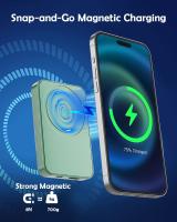 Banco de Energía magnético, Cargador portátil de 10000 mAh, paquete de badería with Pantalla LED type C para iPhone 14/15/13/12 Series (GREEN) - details 3
