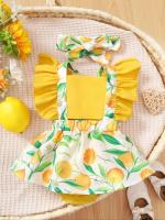 Vestido De Verano Para Bebé Cómodo Y Fresco Con Estampado De Frutas Y Verduras Estilo Casual Y Dulce Para Niñas - details 0