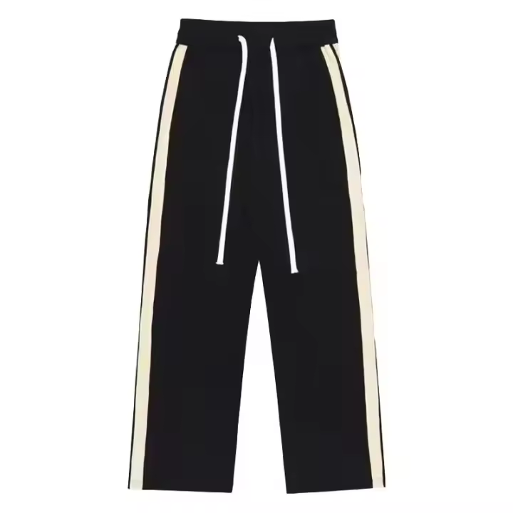Pantalones deportivos rectos sueltos de moda a rayas de verano de estilo americano de pierna ancha informal para hombres y mujeres - 1