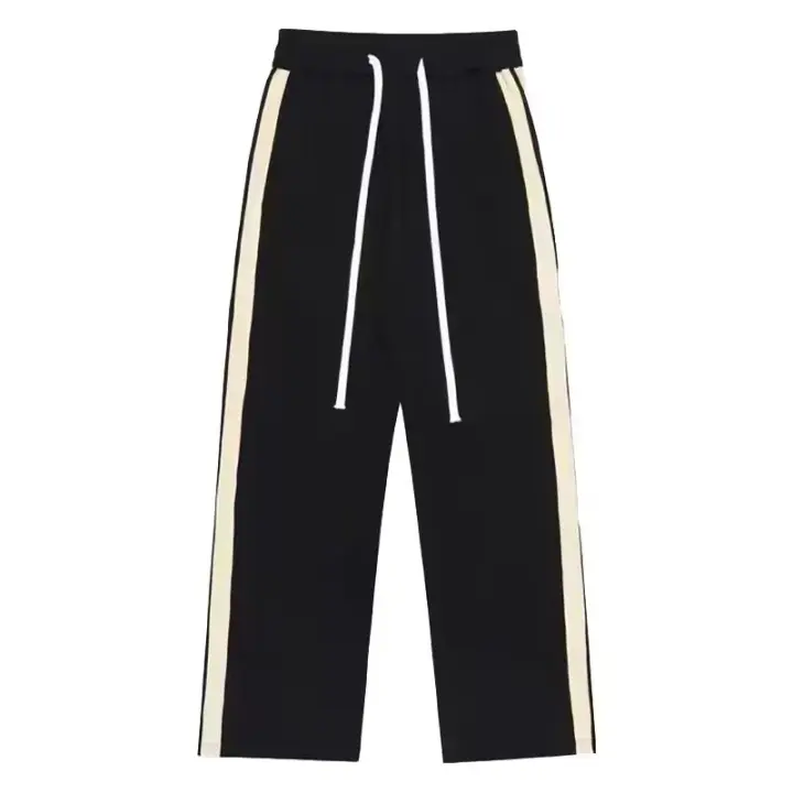 Pantalones deportivos rectos sueltos de moda a rayas de verano de estilo americano de pierna ancha informal para hombres y mujeres - 1