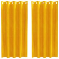 Cortinas Blackout vidaXL con Ojales 2 pcs Mostaza Amarillo Terciopelo - details 1