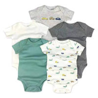Nueva ropa de verano para bebés y niños pequeños, mono de pedo cruzado triangular de colores mixtos, ropa para gatear para bebés, conjunto de cinco piezas - details 14