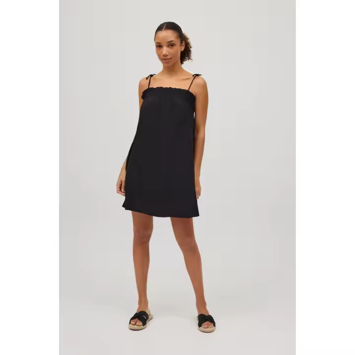 Ysabel Mora - Vestido corto tirantes anudados liso negro - 1