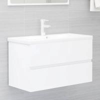 vidaXL Mueble de lavabo madera de ingeniería 80x38,5x45 cm en color Negro/Gris sonoma/Gris hormigón y más | almacenamiento funcional diseño moderno para baño dormitorio sala - details 4