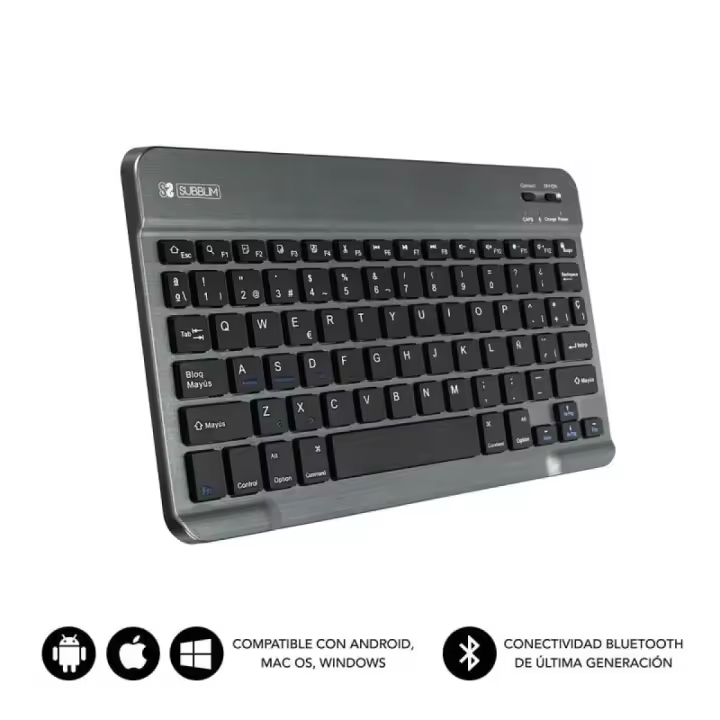 Teclado Compacto Inalámbrico por Bluetooth Subblim Smart/ Gris - 1