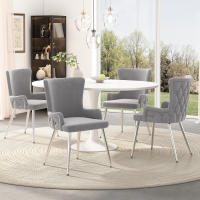 Silla de Salón de terciopelo, Juego de 4, Silla reclinable de lujo para la Sala de estar y el dormitorio con cuatro patias de soporte de metal Plisado - details 2