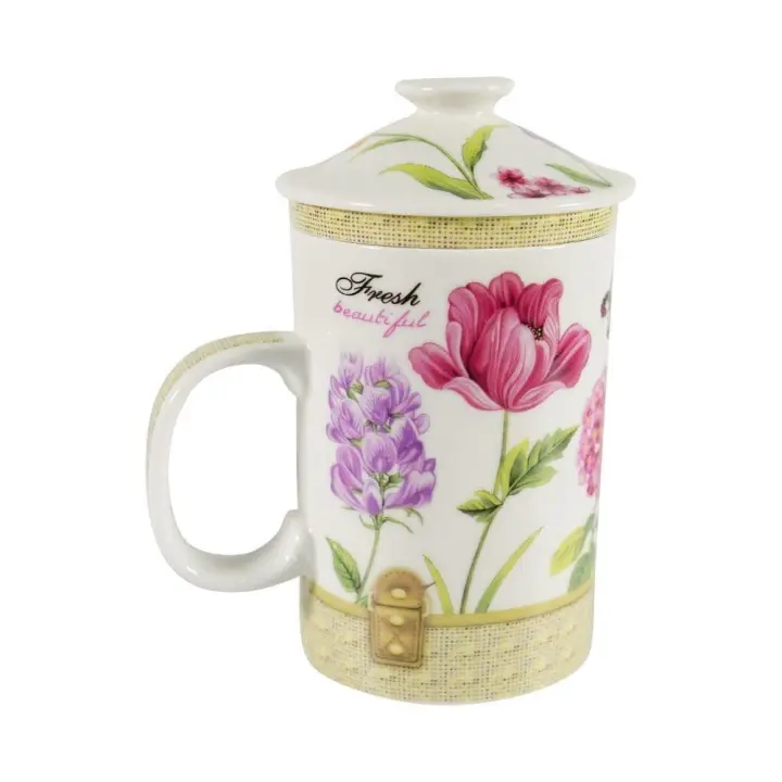 Shoppe house - Taza infusion Rosas y Flores con Colador - 1