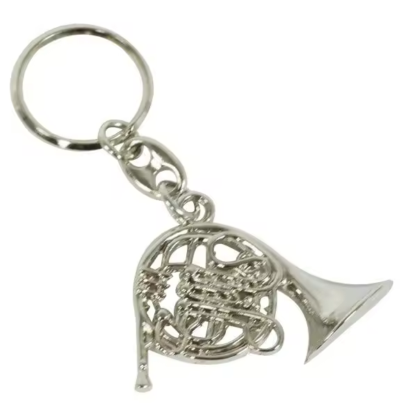 Llavero forma Trompa Plateado 5cm - Instrumentos Musicales ortola - 1