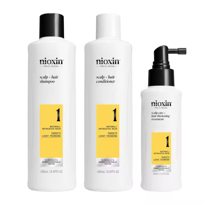 Nioxin Set Profesional Sistema para Cabello Natural con Pérdida Ligera de Densidad 150 + 150 +50 Ml. - 1
