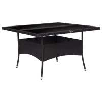 vidaXL Mesa de comedor de jardín ratán sintético madera acacia negra en color Negro y marrón/Negro/Gris y más | estructura resistente ideal para salón dormitorio o estudio - details 1
