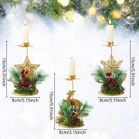 Juego de 3 candelabros navideños, juego de candelabros pequeños, candelabros de pilar de metal, candelabros navideños - details 2