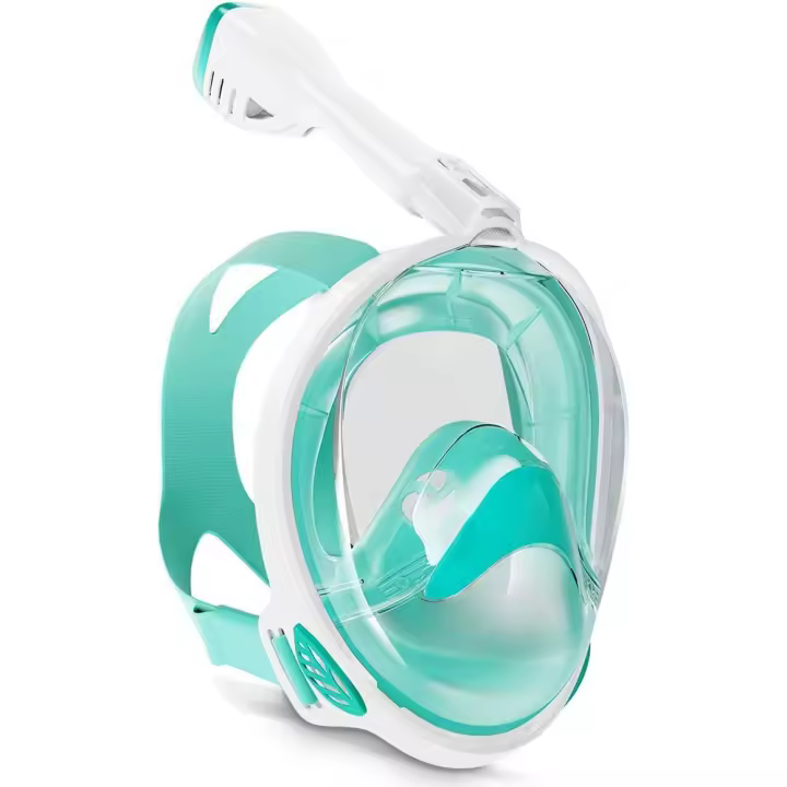 Máscara de buceo para adultos y niños, cara completa, transpirable, snorkel, equipo de natación para miopía, gafas respiradoras secas completas subacuáticas - 1