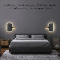 Lámpara De Pared LED Minimalista Con Encendido USB Y Control Dual Cabeza Giratoria 330° Para Iluminación Interior De Camas Pasillos - details 0