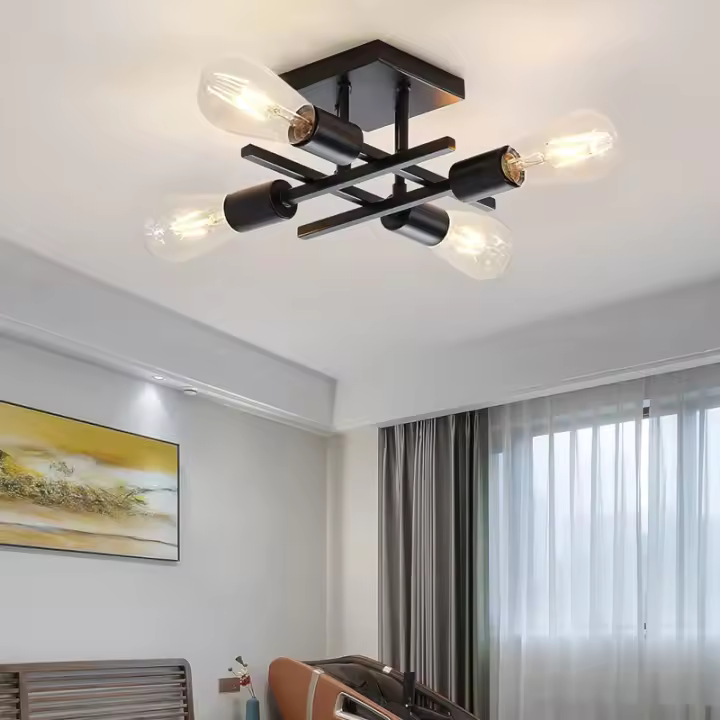 Modern Nordic 4-luz Techo, Base E27, Luz Colgante Para Sala De Estar, Dormitorio, Estudio (sin Bombilla) Material De Cuerpo Hierro - 1