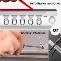 Riel De Cortina Self Adhesivo O Perforado Doble Propósito Para Pared O Techo Silencioso Nano Para Cortinas Y Armarios Blanco Moderno - details 3