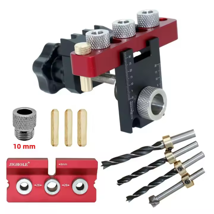 Kit De Guía De Perforación Para Agujeros De Bolsillo Ajustable 3 En 1 Localizador De Agujeros Herramienta De Madera Para Muebles - 1