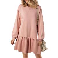 Vestido De Mujer Otoño Manga Larga Pullover Cuello Redondo Rib Knit Patchwork Suéter Cómodo Casual Mini Vestidos Estilo Vintage - details 2