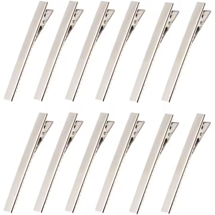 50 pinzas metálicas de cocodrilo para el pelo - Pinzas dobles de pico de pato para peinar y seccionar (40 mm) - 1