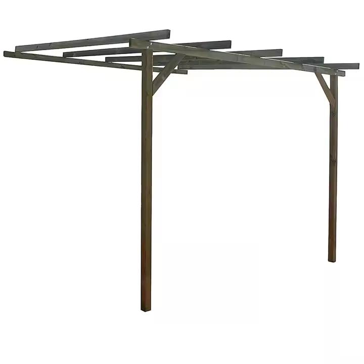 Pérgola de Madera de Pino Tratada para Exterior - Dimensiones de 240x240x240 a 270 cm - VidaHuerto - 1