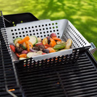 Cesta De Asado LMETJMA Para Vegetales Acero Inoxidable Gran Cesta De BBQ Para Barbacoa En Carbón Y Gas JT58 Resistente Al Calor Y Fácil De Limpiar - details 0
