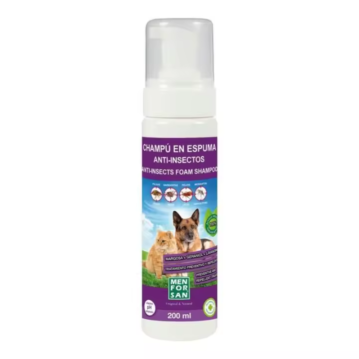 Champú para mascotas Menforsan Espuma Repelente de insectos 200 ml - 1