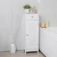 Armario blanco para baño de pie, rinconera con 1 cajón, 1 puerta de persiana, solución de almacenaje - details 2
