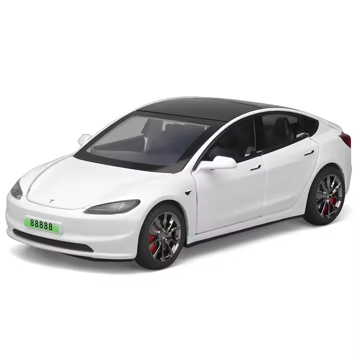 Nueva 2024 Tesla Model 3 En Miniatura 1:32 Coche De Juguete De Aleación Con Sonido Y Luz Metal Casting Para Niños Vehículo - 1