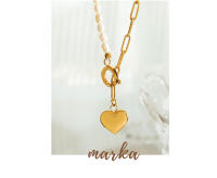 Encanto Collar con colgante de amor con personalidad elegante, cadena de clavícula de perla Natural, temperamento, viaje, nueva moda,cadenas de Color dorado, joyería de moda, diseño - details 1