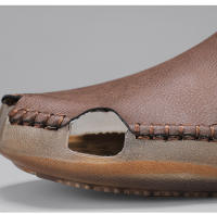 Sandalias De Cuero Para Hombre Talla Grande 46 48 Zapatos Clásicos De Verano Cómodos Para Caminar Al Aire Libre Mocasines Suaves Romanas - details 6