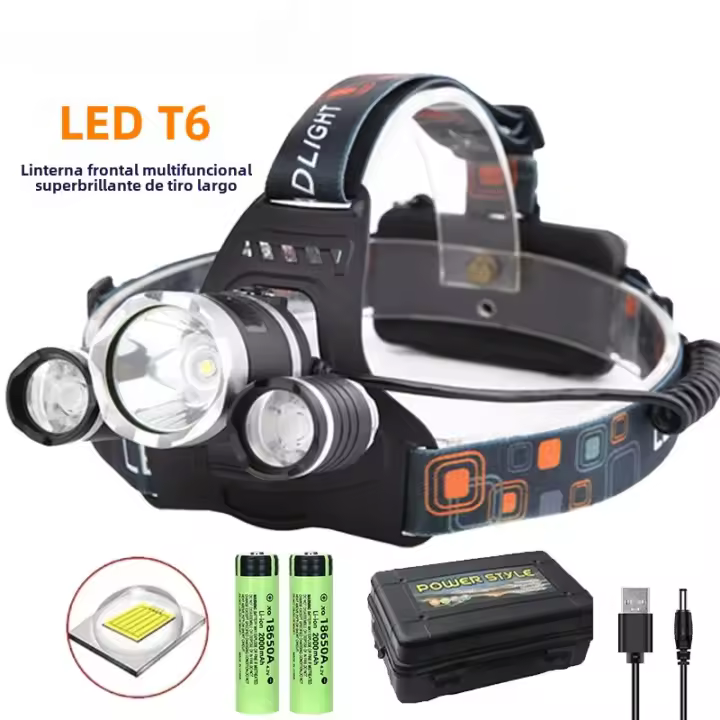 Lámpara Frontal LED Super Brillante T6 Recargable Con Batería 18650 Para Pesca Caza Camping Impermeable Luz De Corbata Exterior - 1