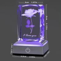 Luz de noche multicolor de Cristal Rosa 3D, Gift perfecto para el Día DE LA Madre para Mamá, Novia, esposa, Ideas para Regalos de cumpleaños, Aniversario y San Valentín - details 3