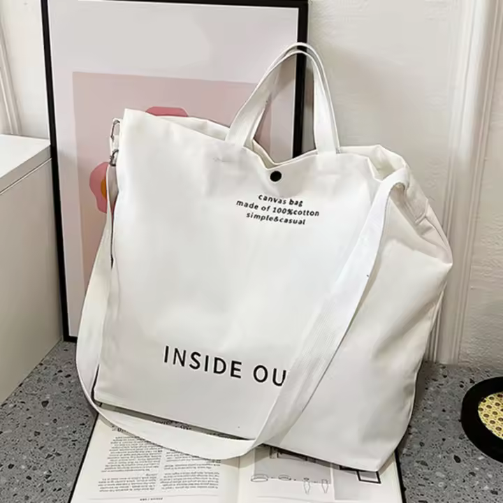 Bolso De Hombro Para Mujer De Lona De Alta Calidad 2023 Bolsa De Compras Estudiantes Bolso De Libros De Algodón Gran Tote Para Niñas Monedero - 1
