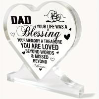 Regalo De Luto Por La Perdida De Padre Placa De Acrílico En Forma De Corazón Para Recuerdos De Papá Decoración De Figura De Miniaturas - details 0