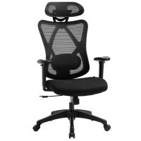 Vinsetto Silla de Oficina Giratoria con Reposabrazos 2D Silla Escritorio Regulable en Altura Reposacabezas Soporte Lumbar y Respaldo Alto Malla Transpirable 67x64x117-127 cm Negro - details 0