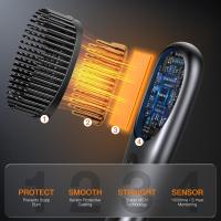 Mini cepillo alisador de pelo inalámbrico con batería de iones negativos de 3200 mAh, hasta 60 minutos de autonomía, 3 niveles de temperatura, revestimiento de cerámica (negro) - details 2
