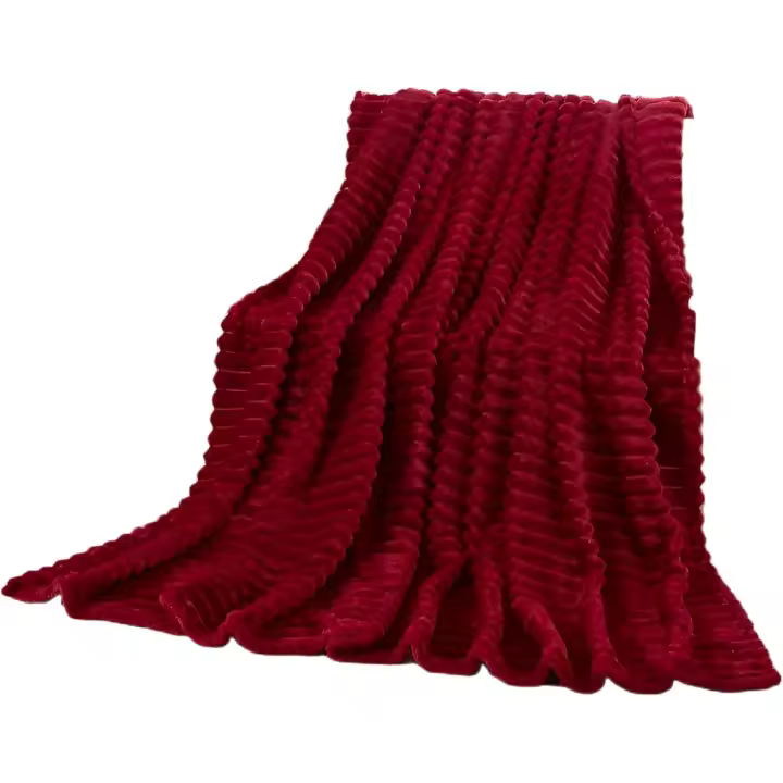 Manta de vellón cepillado, manta perfecta para sofá y cama de 120 x 200 cm, tacto súper suave y acogedor, perfecta para calentar a todos los miembros de la familia (rojo vino) - 1