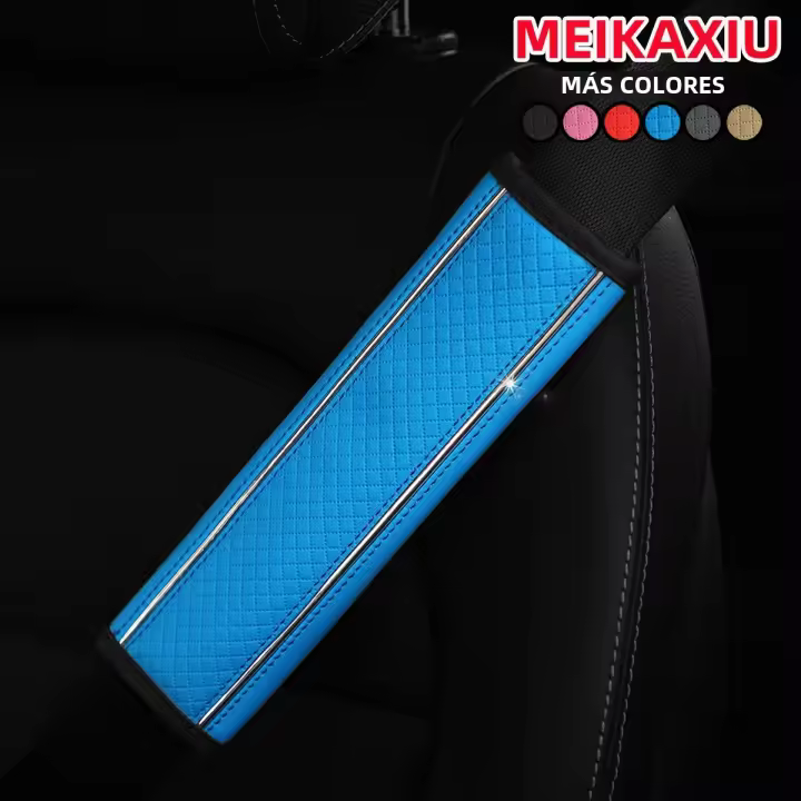 Cubierta De Cinturón De Asiento De Coche De Cuero PU Con Patrón Escocés Y Barra De Metal Plateado Brillante Accesorios Para Interior De Coche - 1