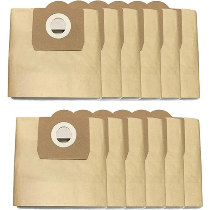 12 bolsas para aspiradora compatibles con Kärcher WD3, MV3, NT20, NT25 y NT30 - Bolsas de filtro de papel biodegradables - 80 x 22 cm - Doble capa e hipoalergénicas - Papel kraft reciclable - 1
