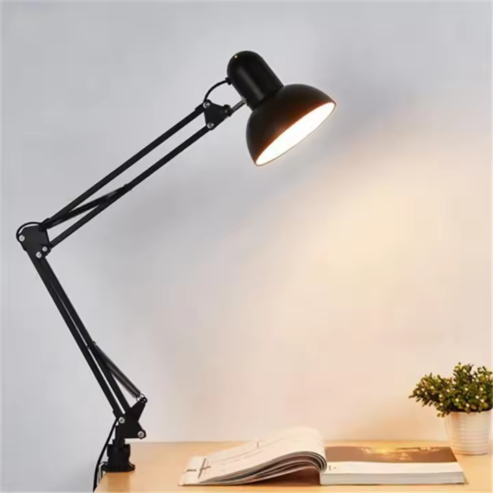 Lámpara De Escritorio Plegable Con Clip Y Telescopio Protección Ocular Retro Para Dormitorio Y Oficina Luz De Mesa Para Bulbo E27 Decoración Del Hogar - 1
