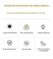 Lámpara De Mesa LED Recargable USB Con Iluminación Blanca Para Lectura Y Decoración Del Dormitorio Control De Brillo Sin Fin - details 1