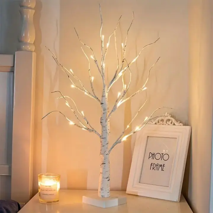 Luz De Árbol De Bricolaje Artificial USB Birch Tree 24 Pulgadas/60 Centímetros Para Decoración De Navidad Halloween Acción De Gracias Jardín - 1