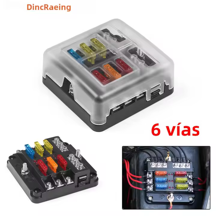 Bloque De Fusibles De Coche O Barco 6- O 12- Maneras Con Indicador LED 12V 32V Panel De Distribución De Energía Impermeable Para Automóviles Y Marine Metal + Plástico - 1