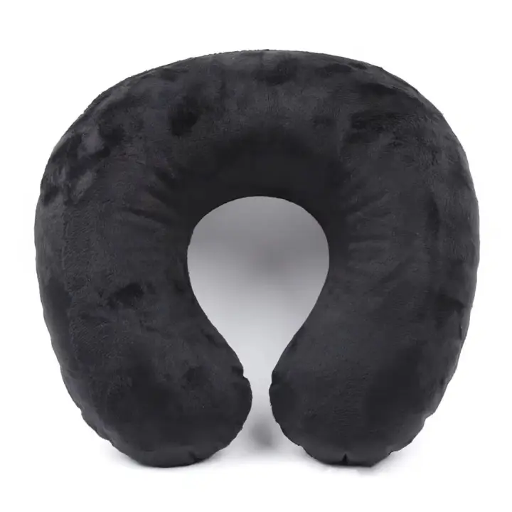 Almohada De Viaje En Forma De U Soporte Cervical Inflable Portátil De Peluche Corto Esencial Para Descansar En La Oficina Y Dormir - 1